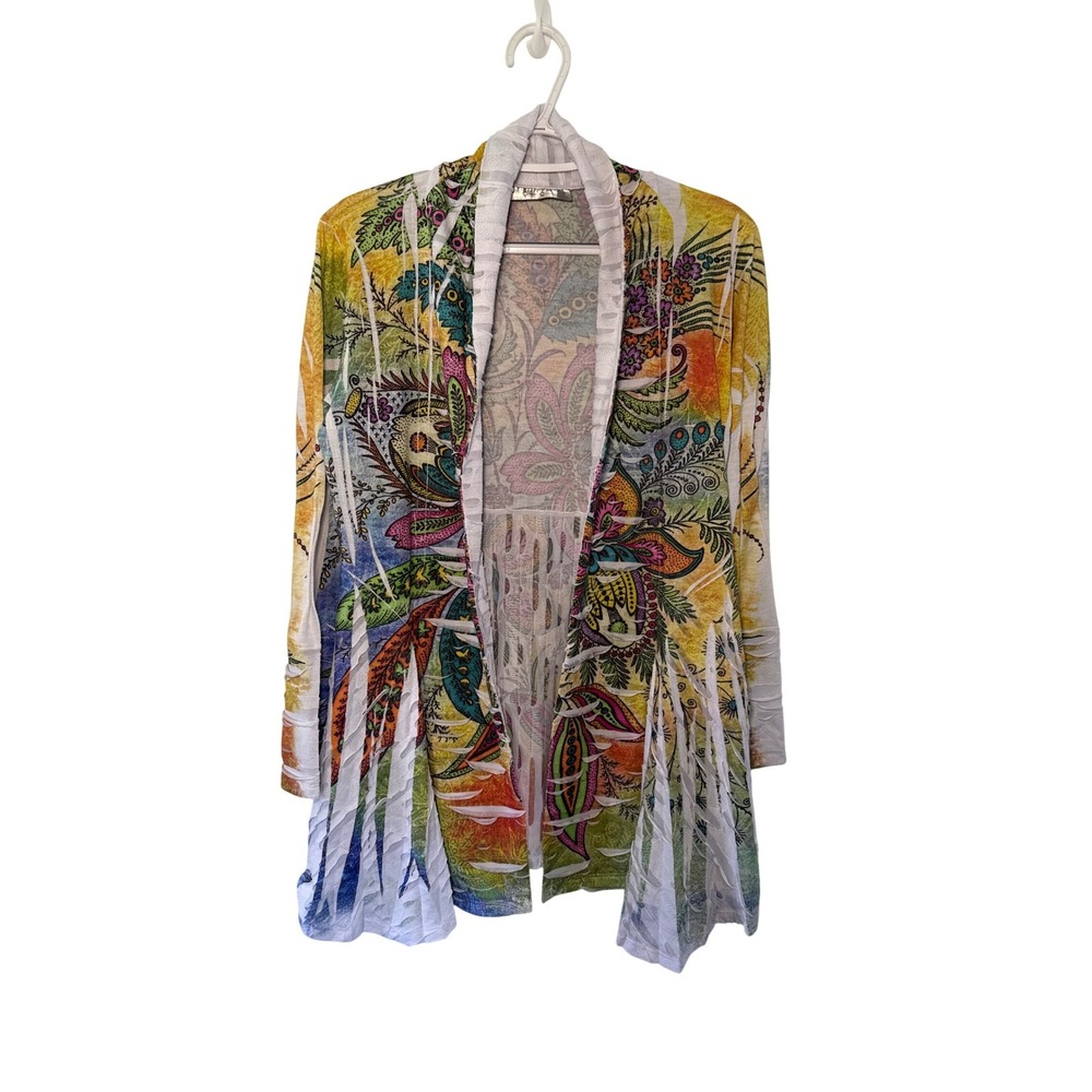 Cover Charge Womens Medium Multicolor Floral Shredded Cotton Boheian Artsy